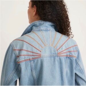 Marine Layer Embroidered Denim Jacket with Sunburst Design